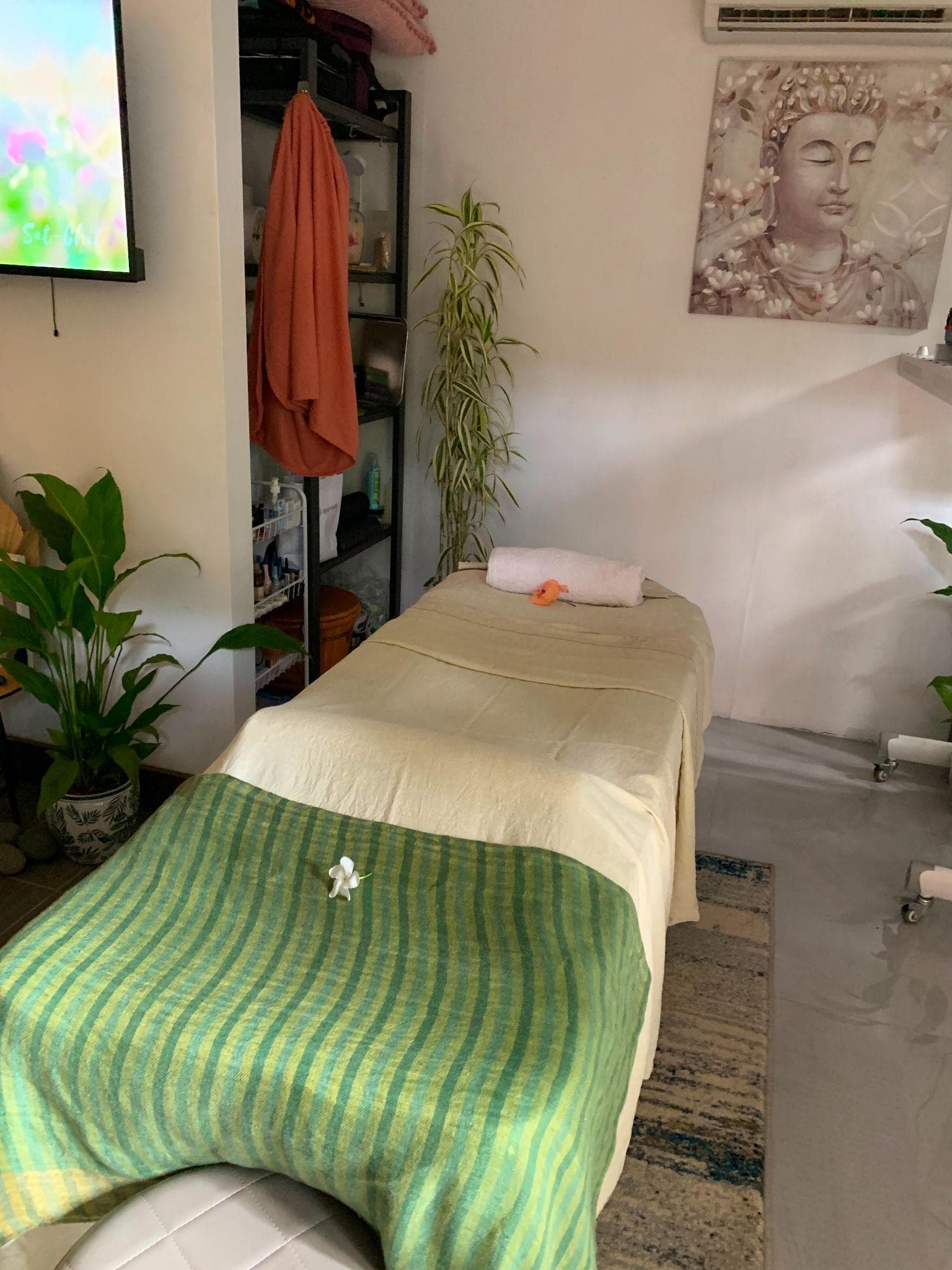 A calm massage room prepared for a Vitalara guest